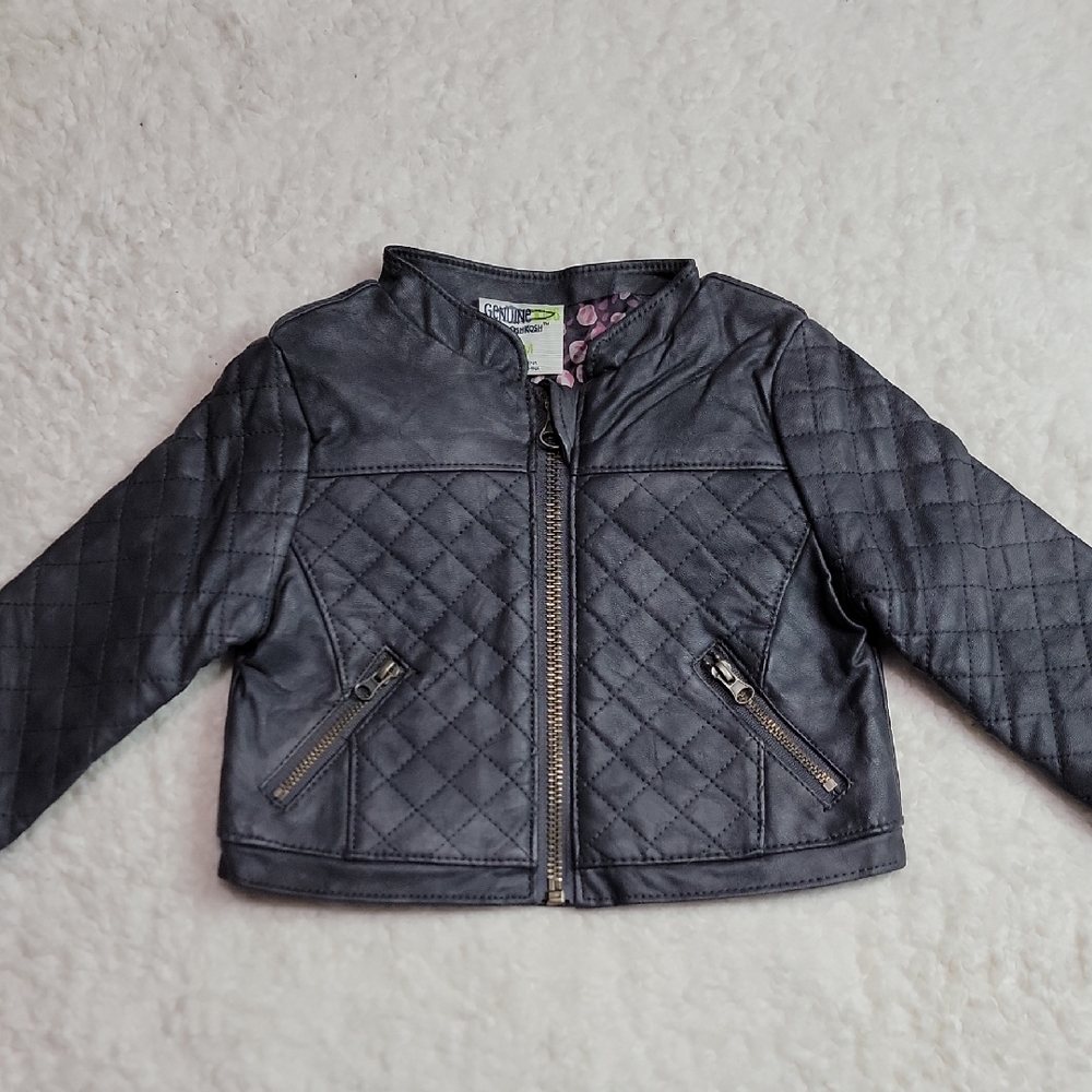 GenuineKids OshKosh 12M Brown Quilted Faux Leather Jacket